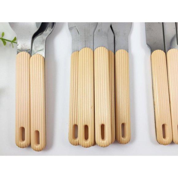 Yellow Cream Stainless Steel Silverware Flatware - Picture 3 of 6